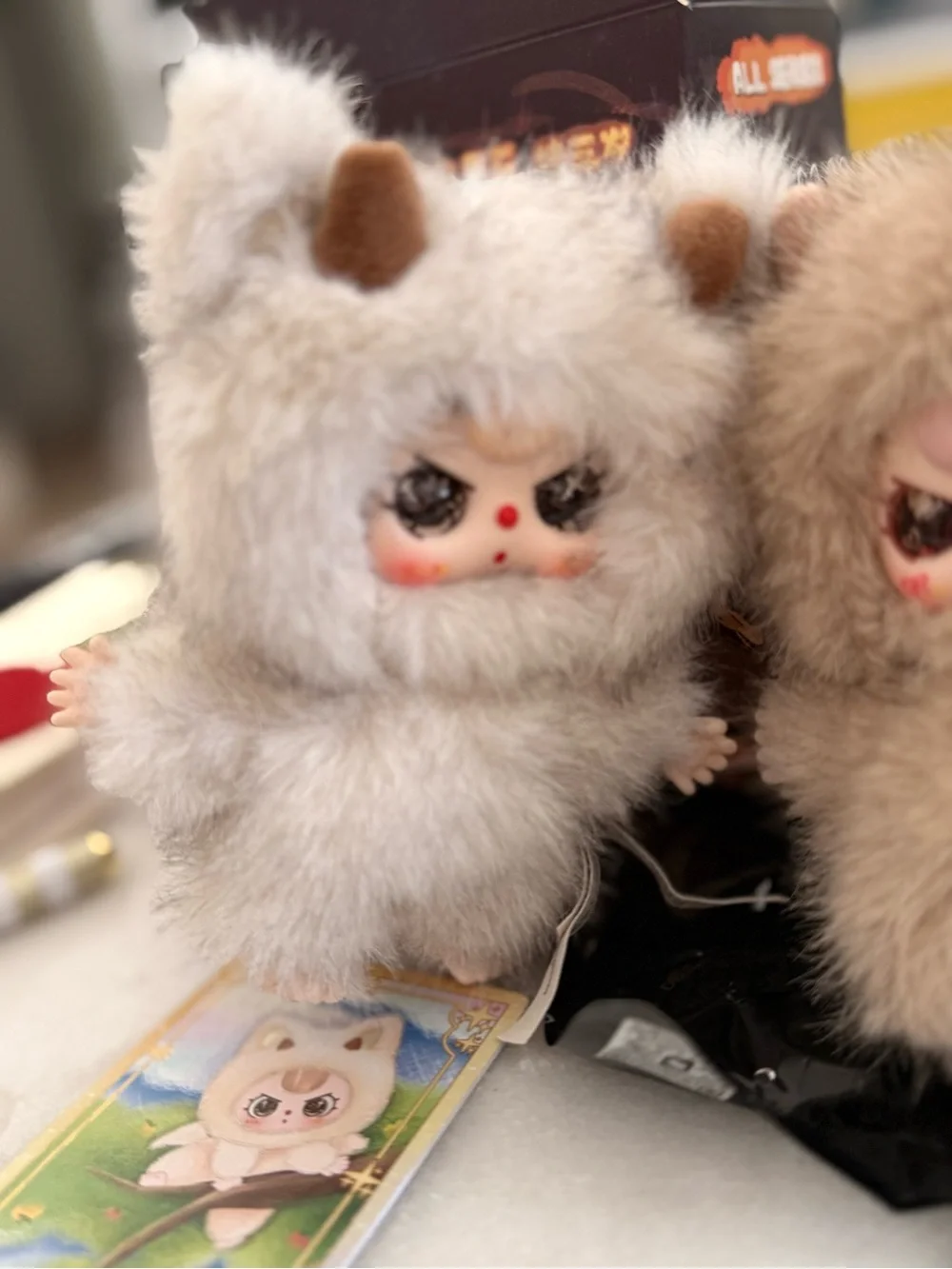 Baby Three wa long long , snuggle and peeble. Cream and Light Brown. Collectible